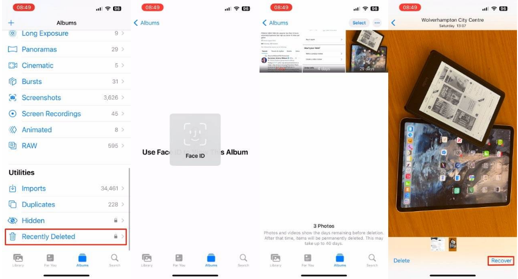 白朗苹果14维修分享 iPhone14 上恢复已删除的照片 