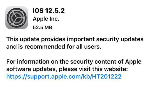 白朗苹果手机维修分享iOS12.5.2发布，建议所有老苹果用户安装 